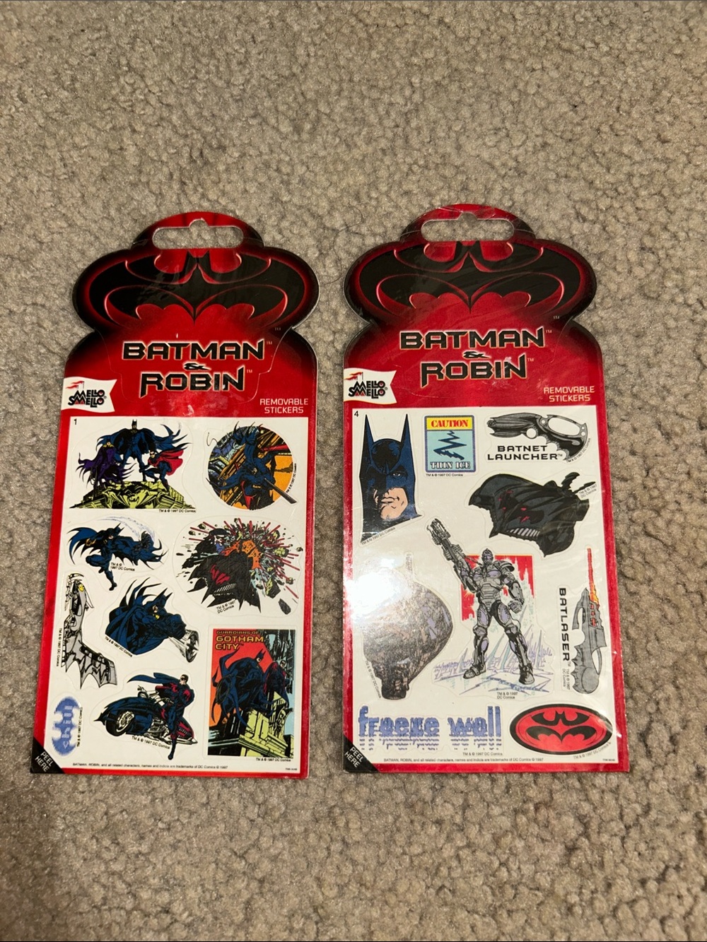 Vintage Batman and Robin 1997 Red Sticker Pack - Licensed Character Stickers